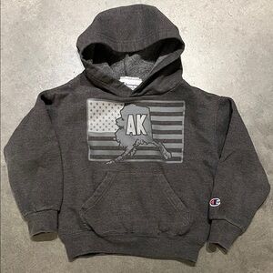 Champion Kids Charcoal Hoodie with Alaska USA AK Flag Graphic XS